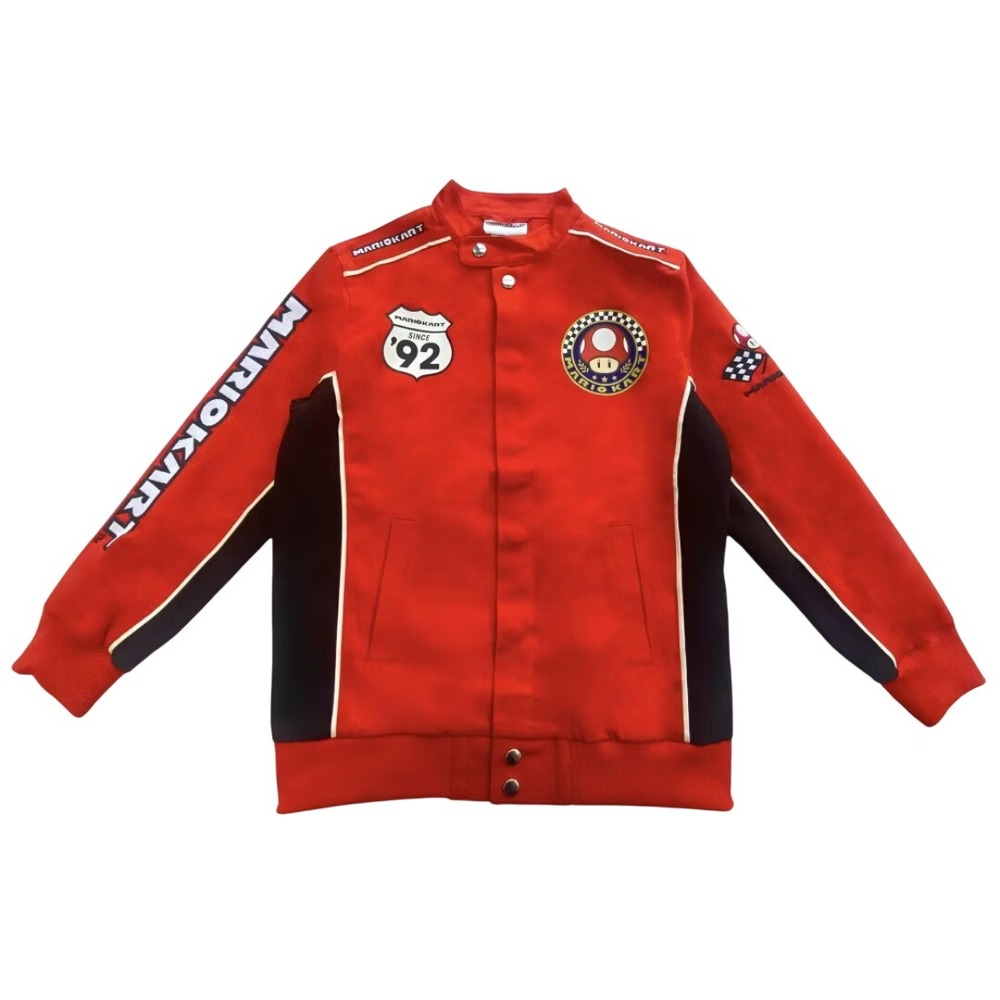 Mario Kart Adult Unisex Red Racing Bomber Jacket Size XS